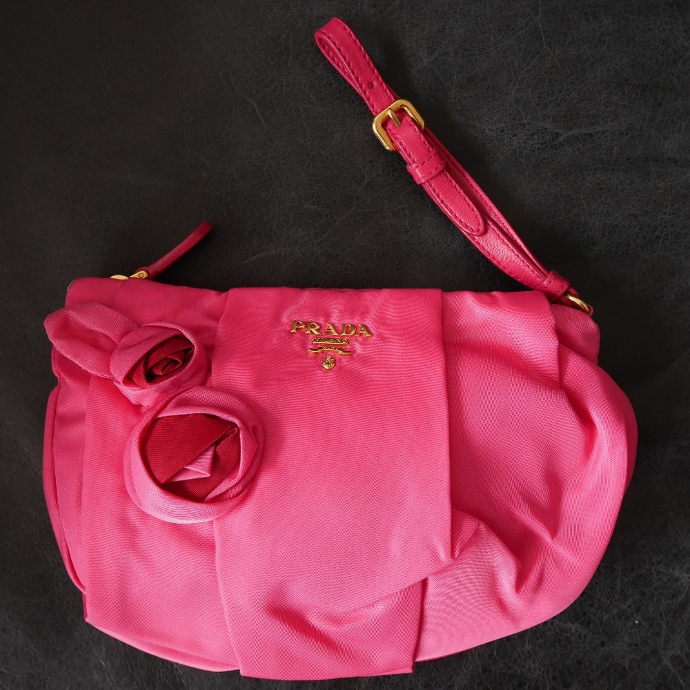 NBW, Prada Pink Nylon Clutch w/Flowers
